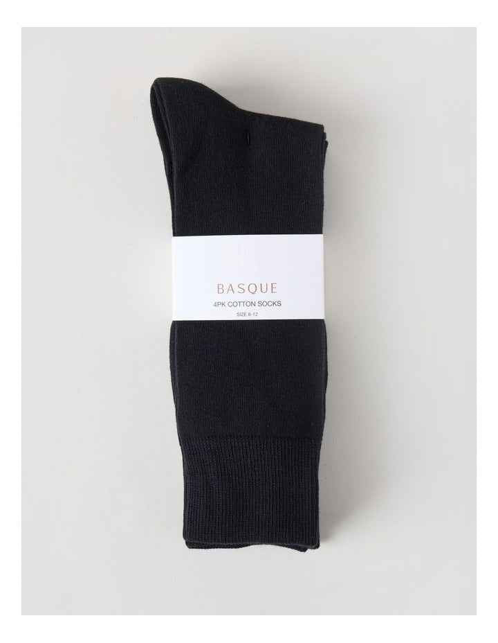 4 Pack Plain Socks in Black