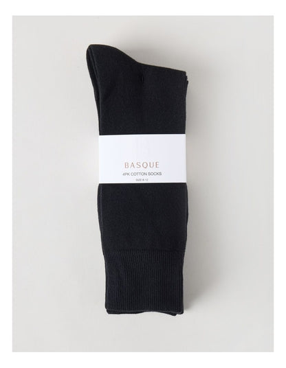 4 Pack Plain Socks in Black
