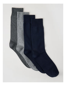 4 Pack Plain Socks in Navy, Grey, & Charcoal