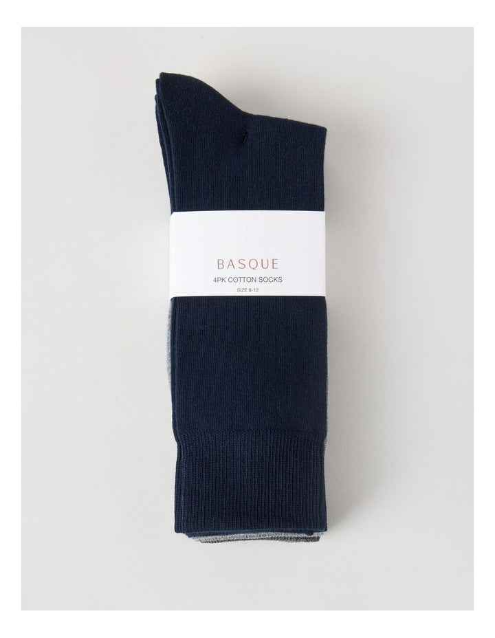 4 Pack Plain Socks in Navy, Grey, & Charcoal