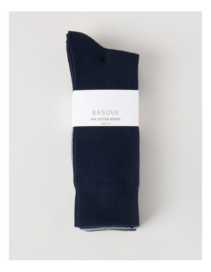 4 Pack Plain Socks in Navy, Grey, & Charcoal