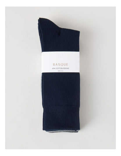 4 Pack Plain Socks in Navy, Grey, & Charcoal