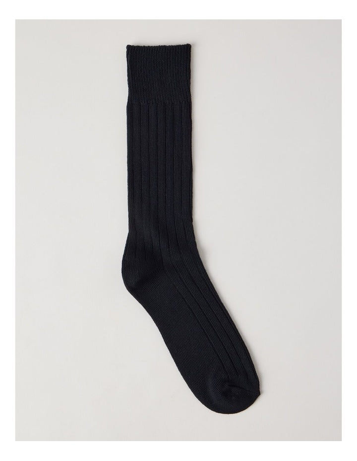 Winter Rib Cotton Socks in Black
