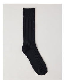 Winter Rib Cotton Socks in Black