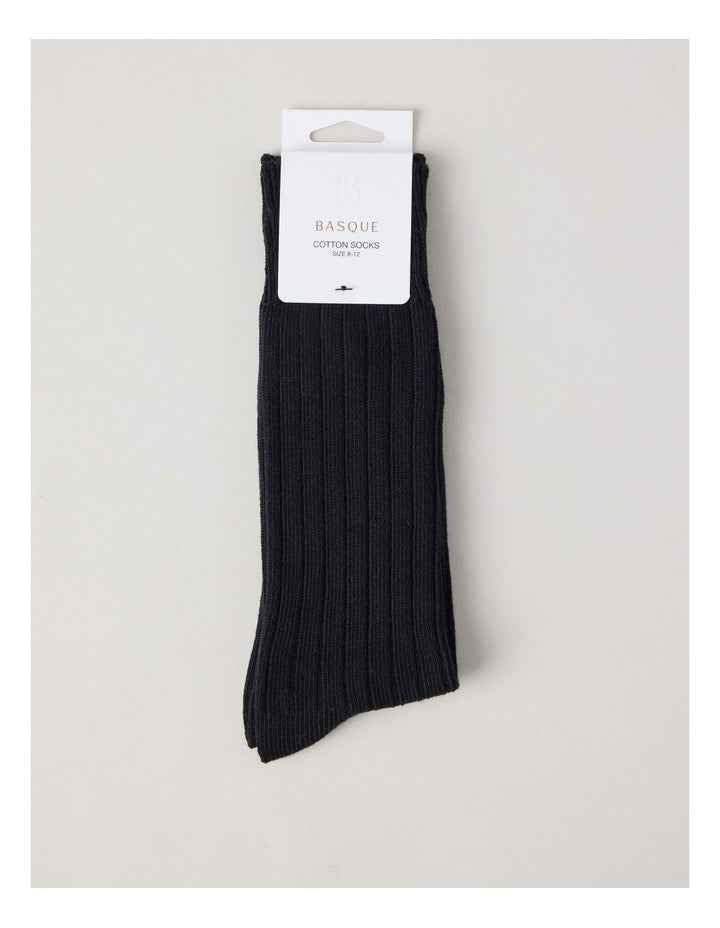 Winter Rib Cotton Socks in Black