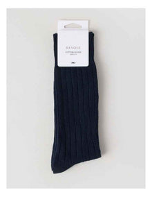Winter Rib Cotton Socks in Navy