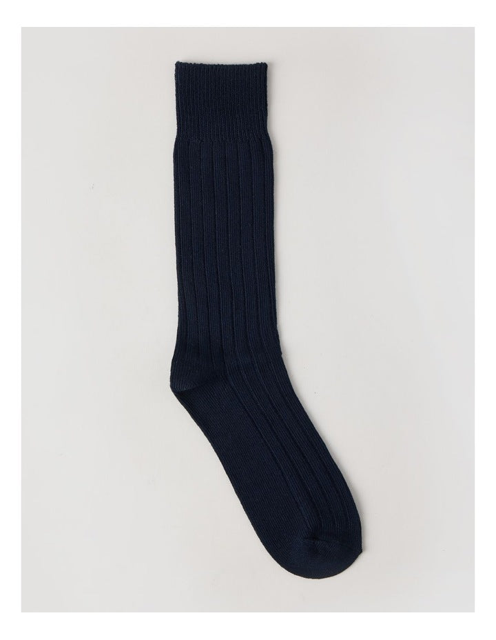 Winter Rib Cotton Socks in Navy