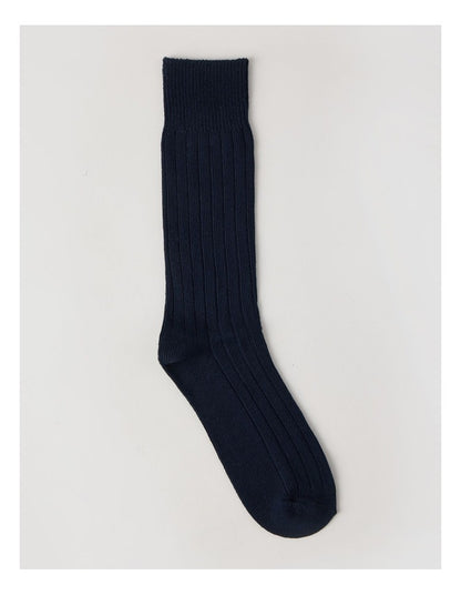 Winter Rib Cotton Socks in Navy