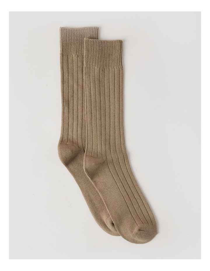 Winter Rib Cotton Socks in Burnt Honey
