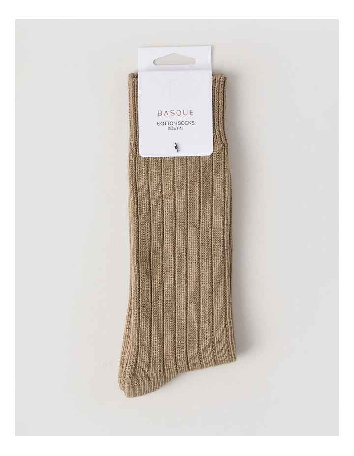 Winter Rib Cotton Socks in Burnt Honey