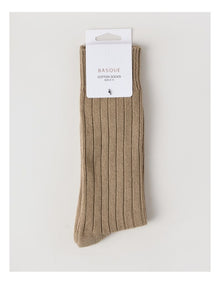Winter Rib Cotton Socks in Burnt Honey