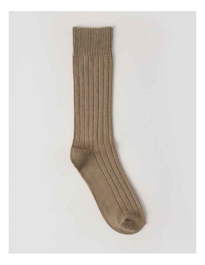 Winter Rib Cotton Socks in Burnt Honey