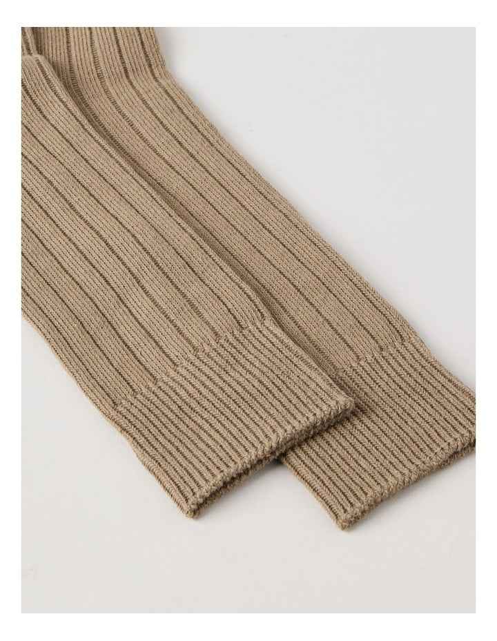 Winter Rib Cotton Socks in Burnt Honey