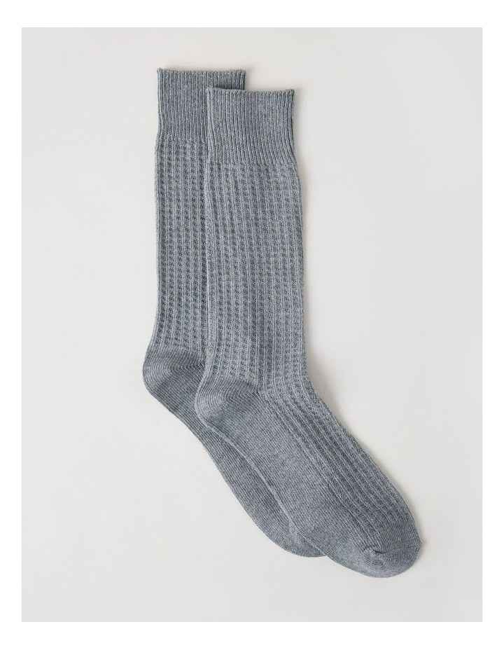 Waffle Cotton Socks in Grey Marle