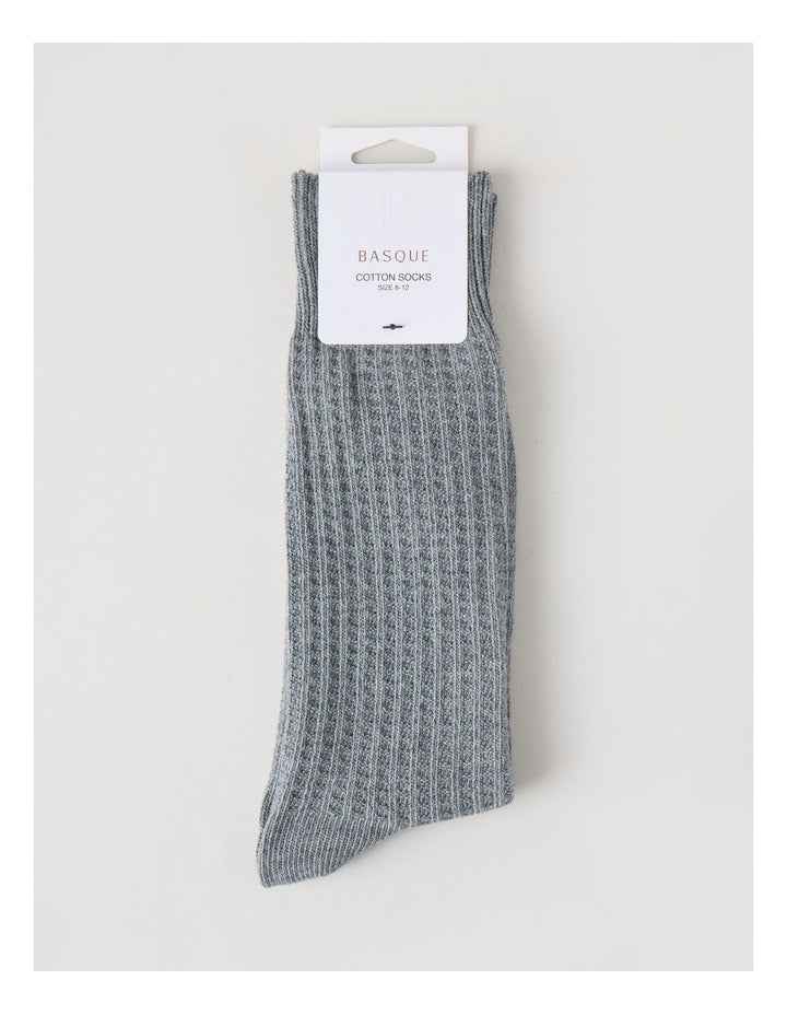 Waffle Cotton Socks in Grey Marle