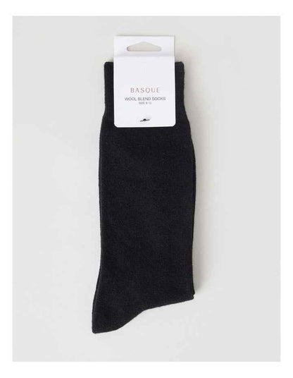 Merino Wool Blend Socks in Black