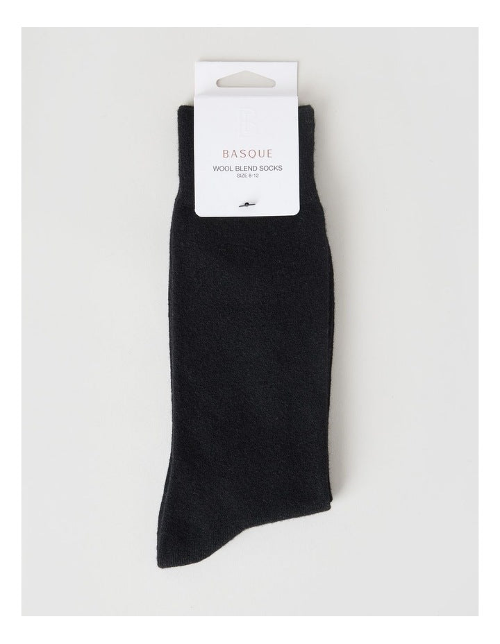 Merino Wool Blend Socks in Black
