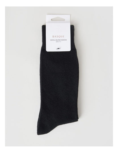 Merino Wool Blend Socks in Black