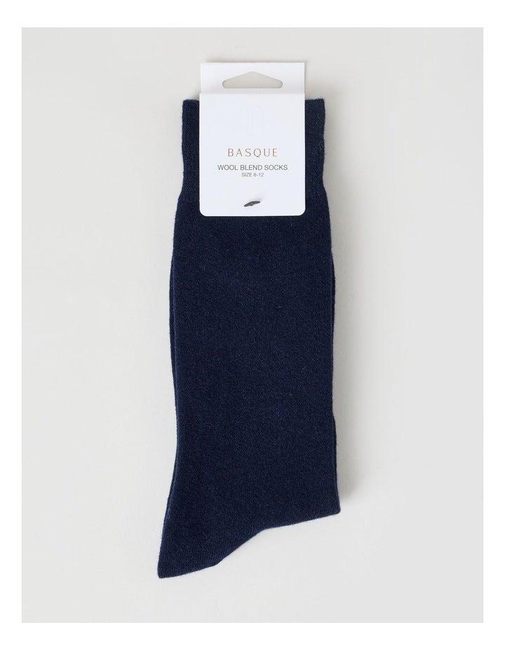 Merino Wool Blend Socks in Navy