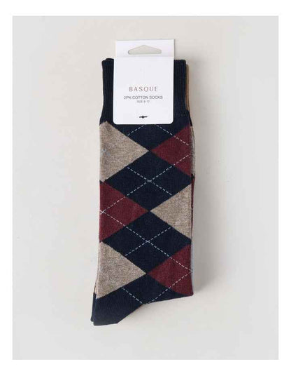 2 Pack Argyle Socks in Navy & Burnt Honey