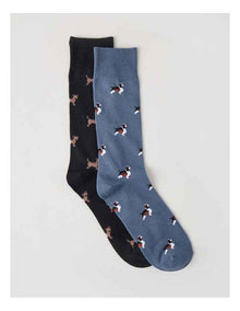2 Pack Dog Socks in Blue Shadow & Black