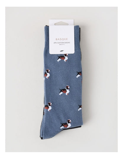 2 Pack Dog Socks in Blue Shadow & Black