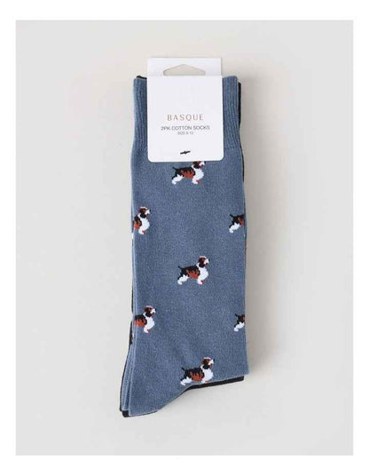 2 Pack Dog Socks in Blue Shadow & Black