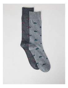 2 Pack Cars Socks in Charcoal Marle & Warm Grey