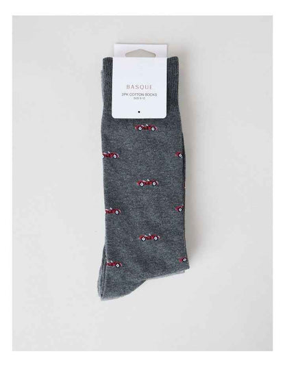 2 Pack Cars Socks in Charcoal Marle & Warm Grey