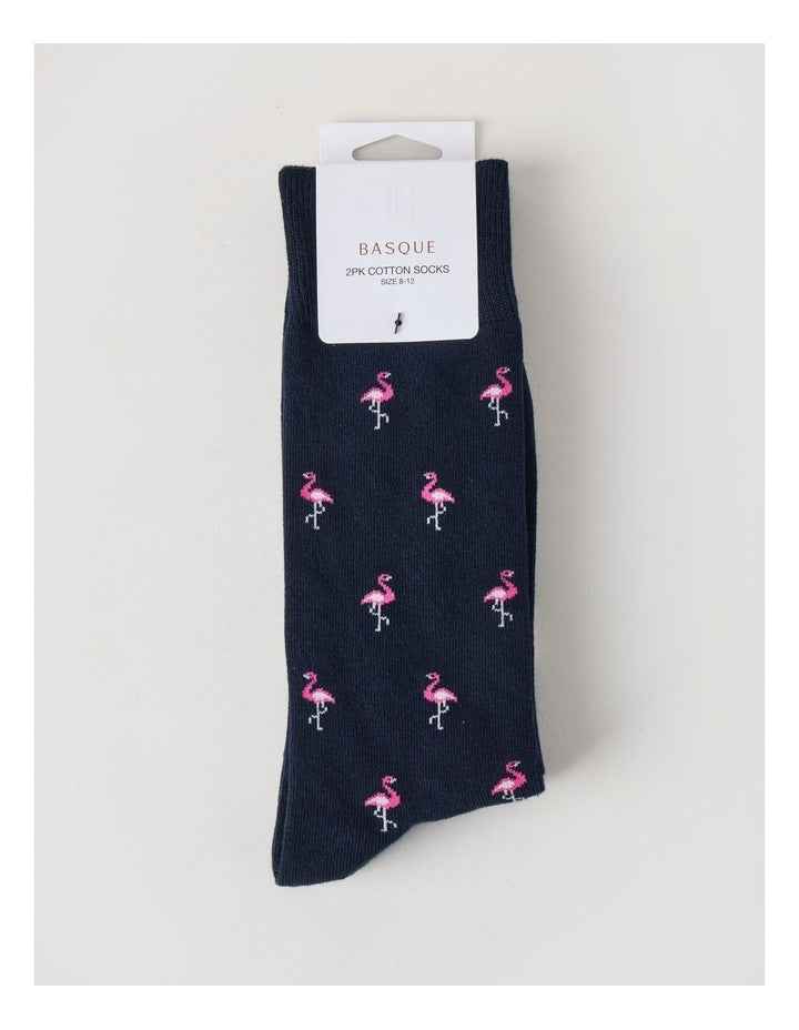 2 Pack Birds Socks in Navy & Shadow Green