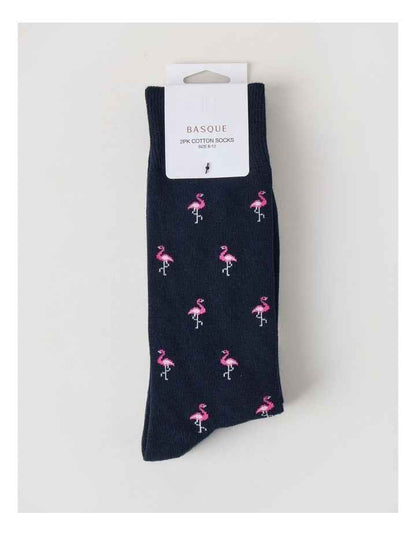 2 Pack Birds Socks in Navy & Shadow Green