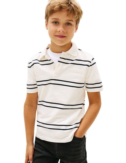 Embossed Graphic Polo Shirt (8-16 Years) in Beige