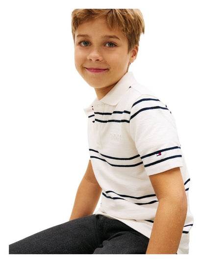 Embossed Graphic Polo Shirt (8-16 Years) in Beige