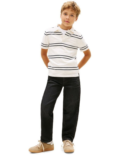 Embossed Graphic Polo Shirt (8-16 Years) in Beige