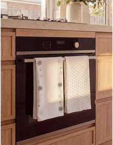 SNOWFLAKE SILVER LUREX EMMBROIDERED TEA TOWEL S/2