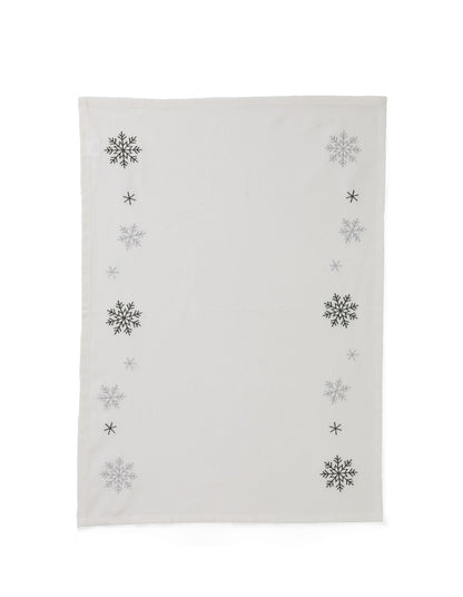 SNOWFLAKE SILVER LUREX EMMBROIDERED TEA TOWEL S/2