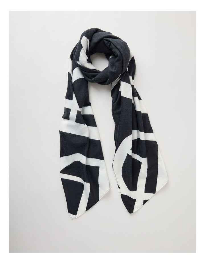Monogram Scarf in Black & White
