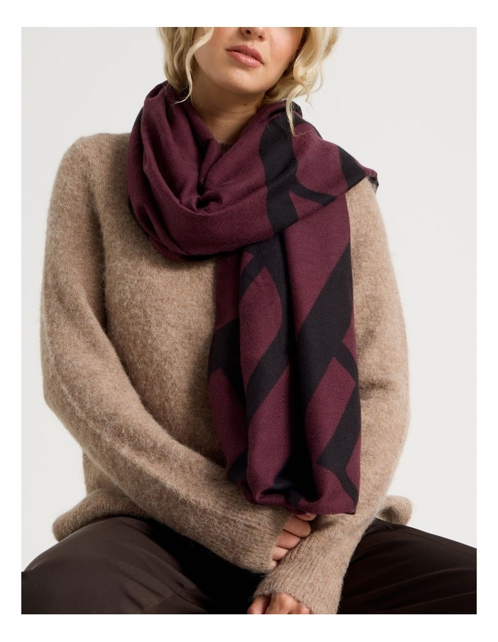 Monogram Scarf in Burgundy & Black