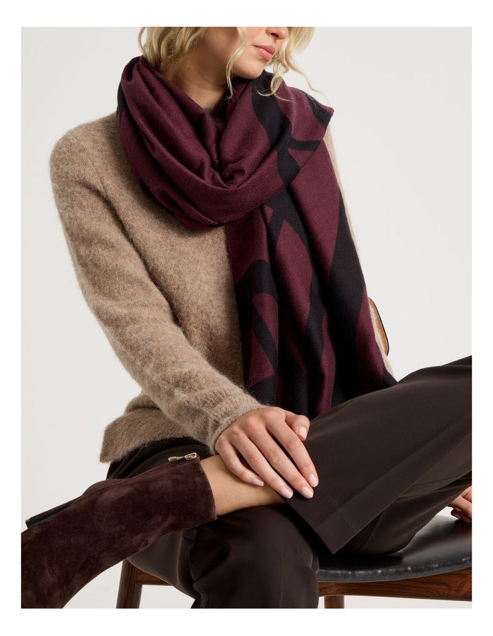 Monogram Scarf in Burgundy & Black