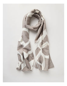 Monogram Scarf in Taupe & White