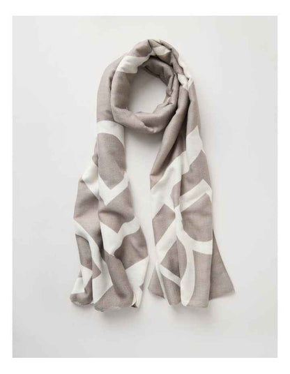 Monogram Scarf in Taupe & White