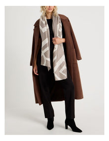 Monogram Scarf in Taupe & White