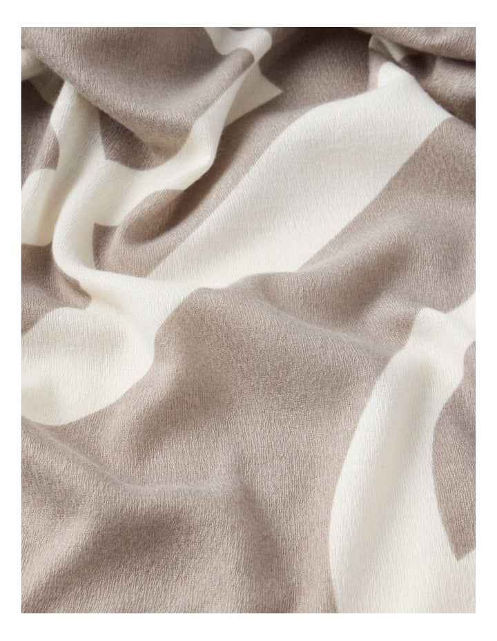 Monogram Scarf in Taupe & White