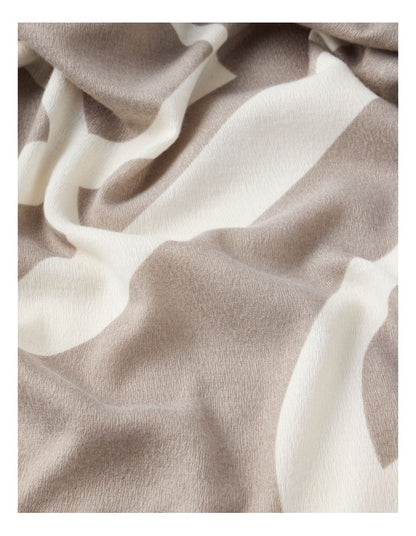 Monogram Scarf in Taupe & White