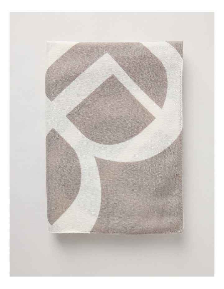 Monogram Scarf in Taupe & White