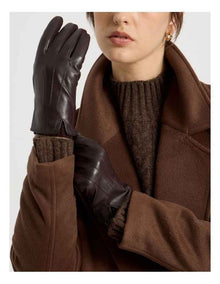 Leather Gloves in Chocolate