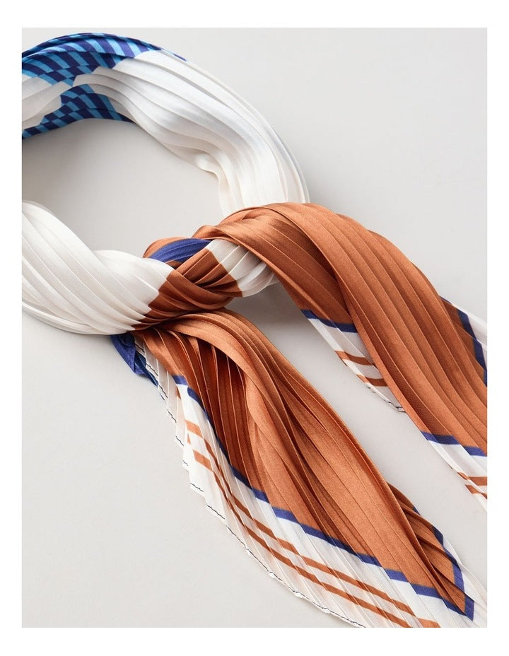 Pleated Neckerchief Scarf in Navy
