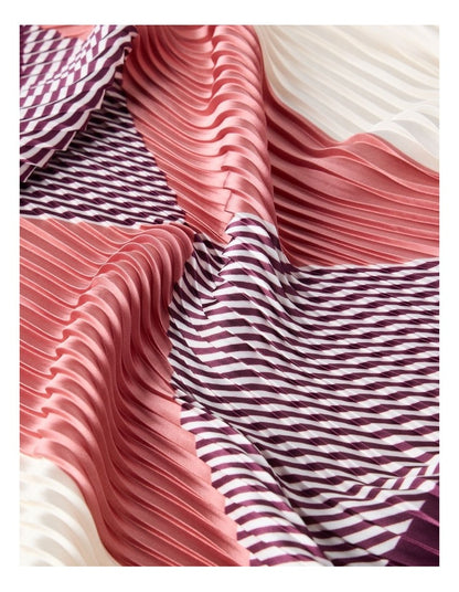 Pleated Neckerchief Scarf in Burgundy