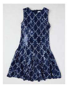 Elenor Bow Dress with Godet Inserts in Navy