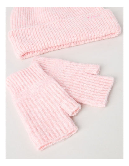 Beanie and Glove Set in Pink